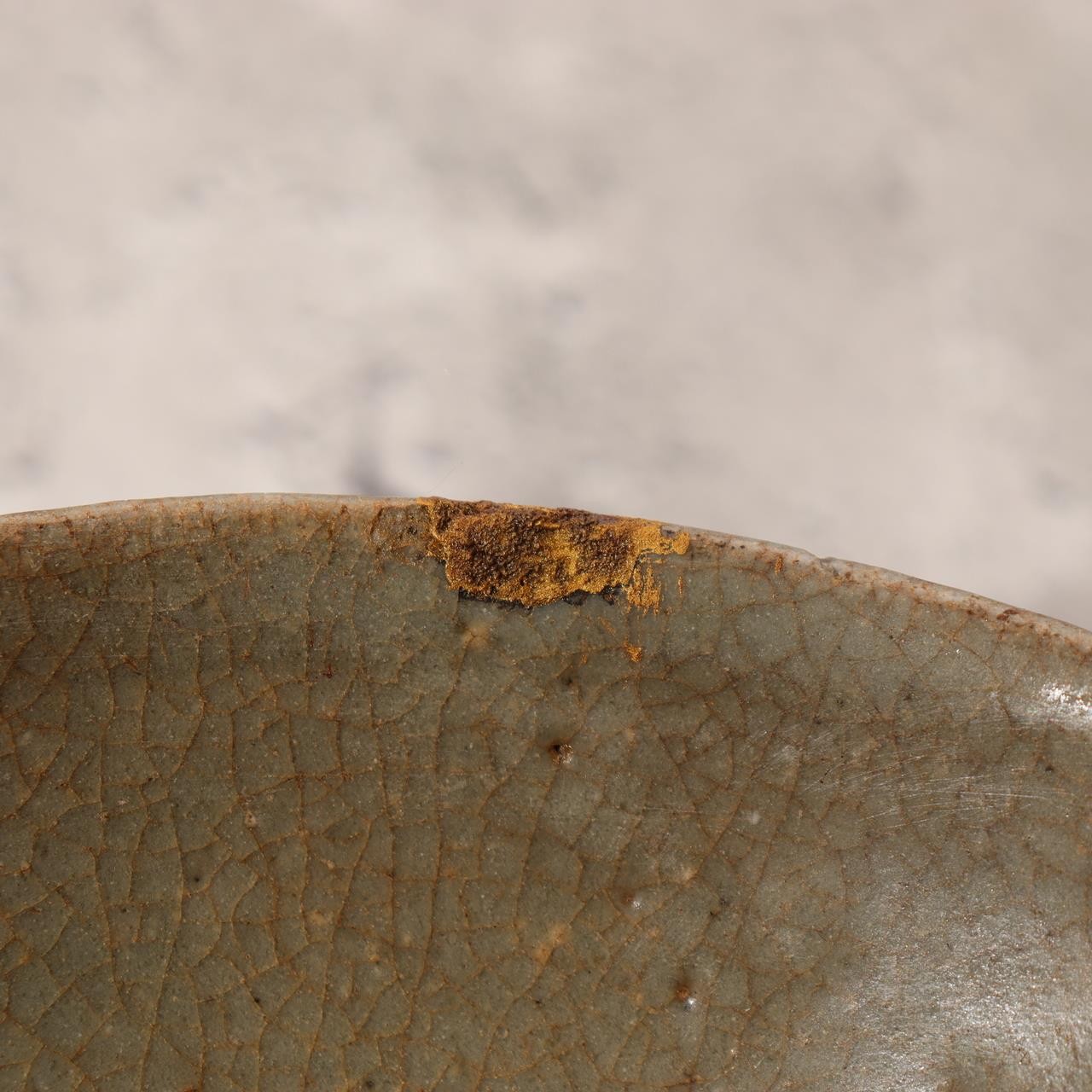 Antique Korean Celadon Tea Bowl Early Joseon Dynasty Sunakodai Kintsugi Box16