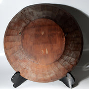 Pre-WWII Japanese Carved Wood Round Tray Samurai Kabuto Helmet Dragon Motif3