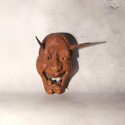 Japanese Antique Wooden Mask Hannya Wall Decor Hardwood Detachable Horns 700g6