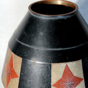 Vintage Japanese Bronze Vase Hozan Silver Inlay Kikyo Bellflower Motif4