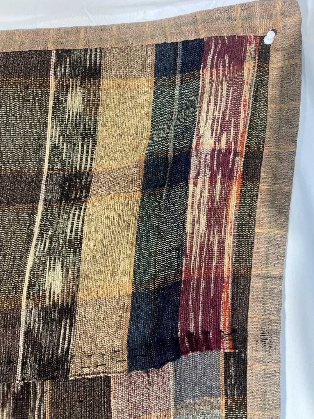 Vintage Japanese Sakiori Rag Weaving Kofu Textile Striped Rug BRKW1917