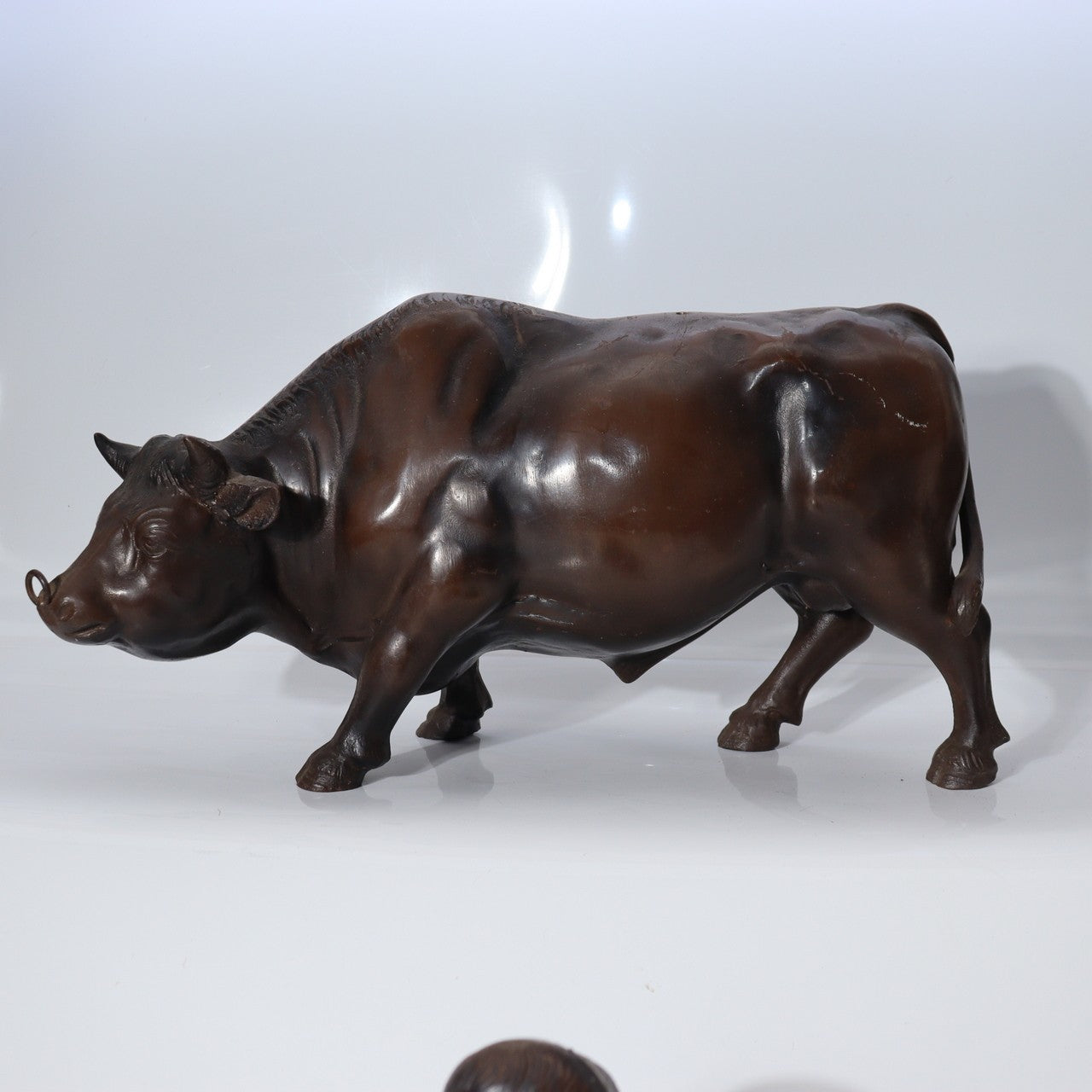 Vintage Japanese Cast Iron Bull Statue  Zen "Riding the Bull Home" 7.3kg BOSa229