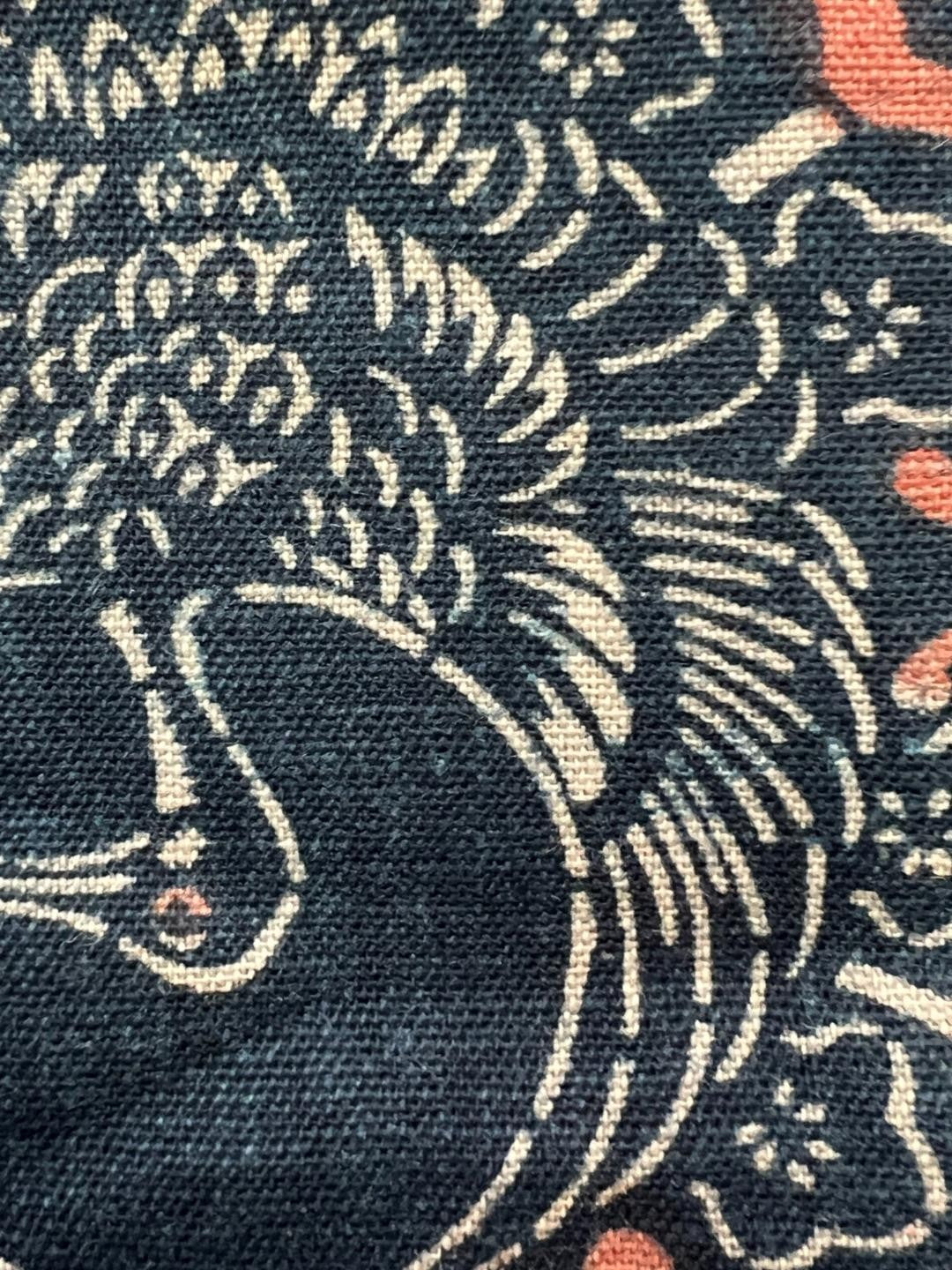 Antique Japanese Indigo Katazome Cotton Fabric Crane Turtle Chrysanthemum9