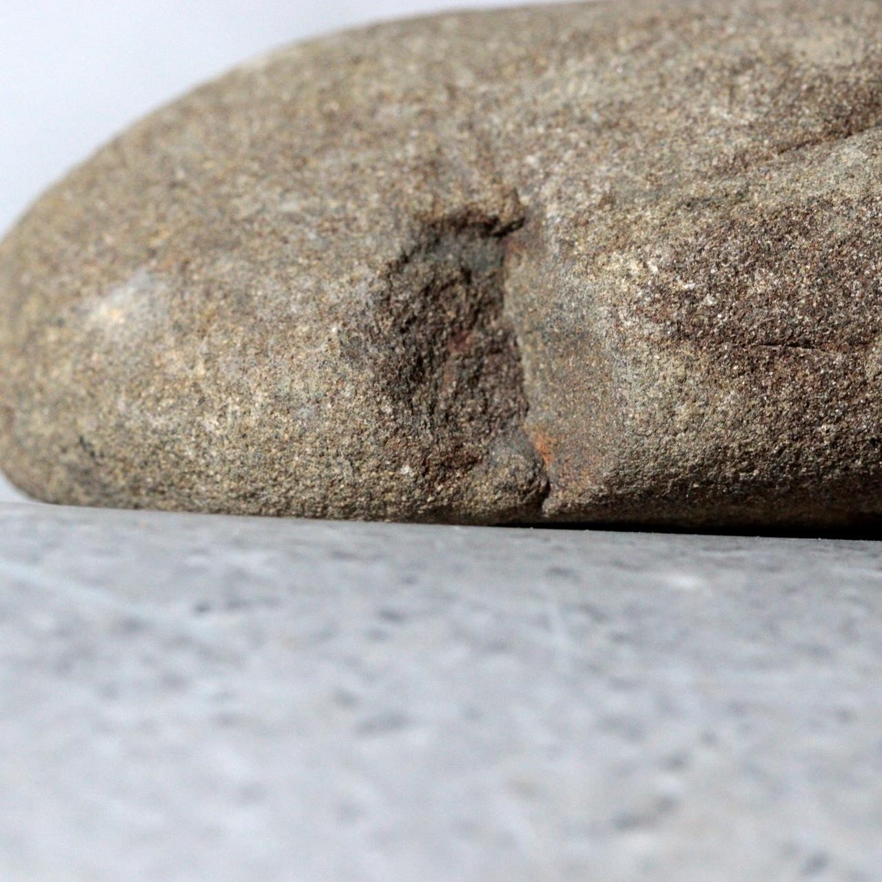 Japanese Hokkaido Daruma Suiseki Viewing Stone with Wooden Daiza Base15