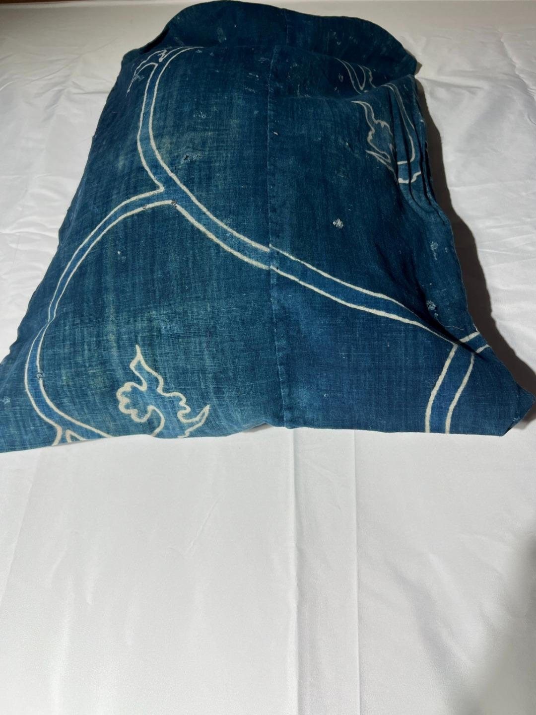 Antique Japanese Kofu Indigo Tsutsugaki Cloth Bag Old Textile BRKW190This is an4