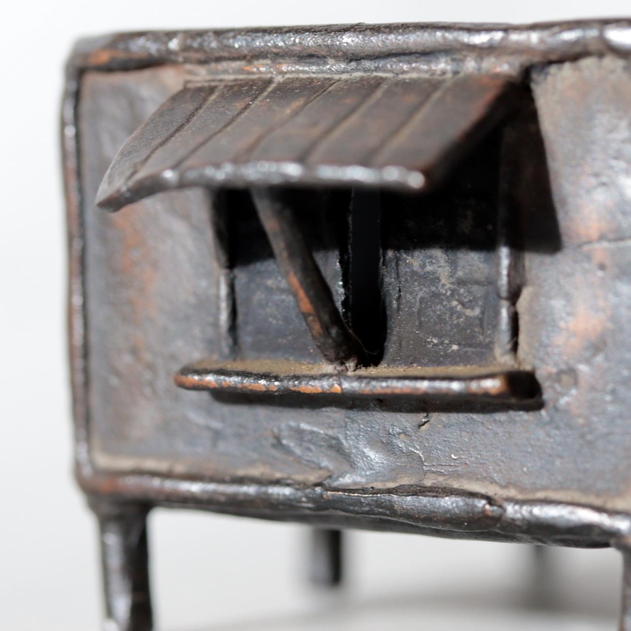 Japanese Cast Bronze Thatched House Incense Burner Koro Kensai II Tomobako18