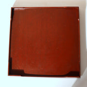 Japanese Vintage Lacquer Tray Obon Square Set of 5 Simple Wood Grain Reddish Bro7