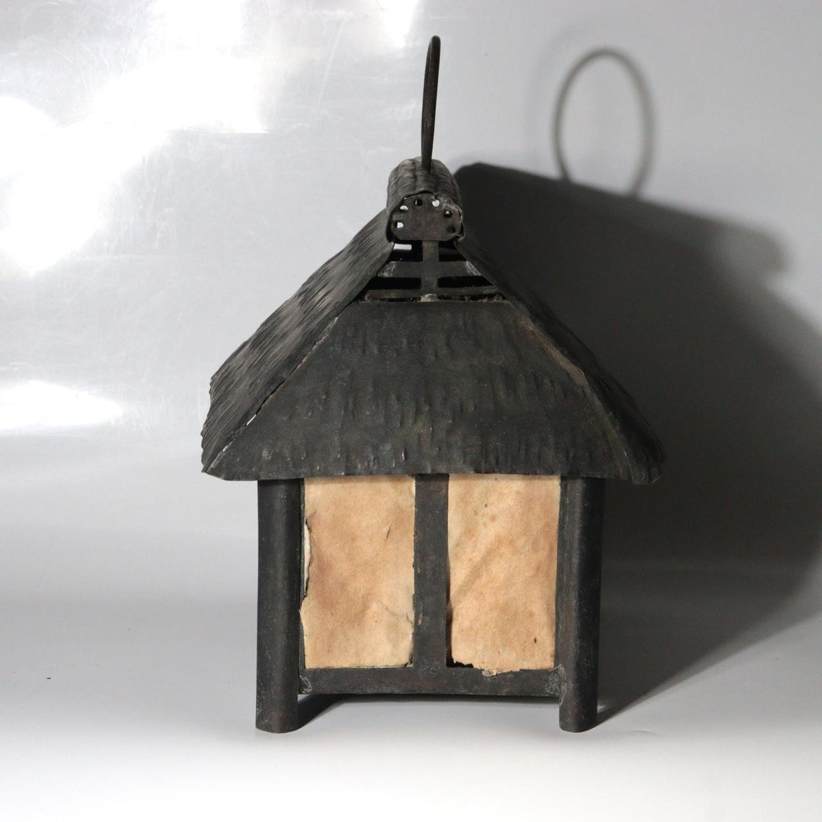 Vintage Japanese Brass Kuzuya Lantern Hanging House Shape Washi Paper4