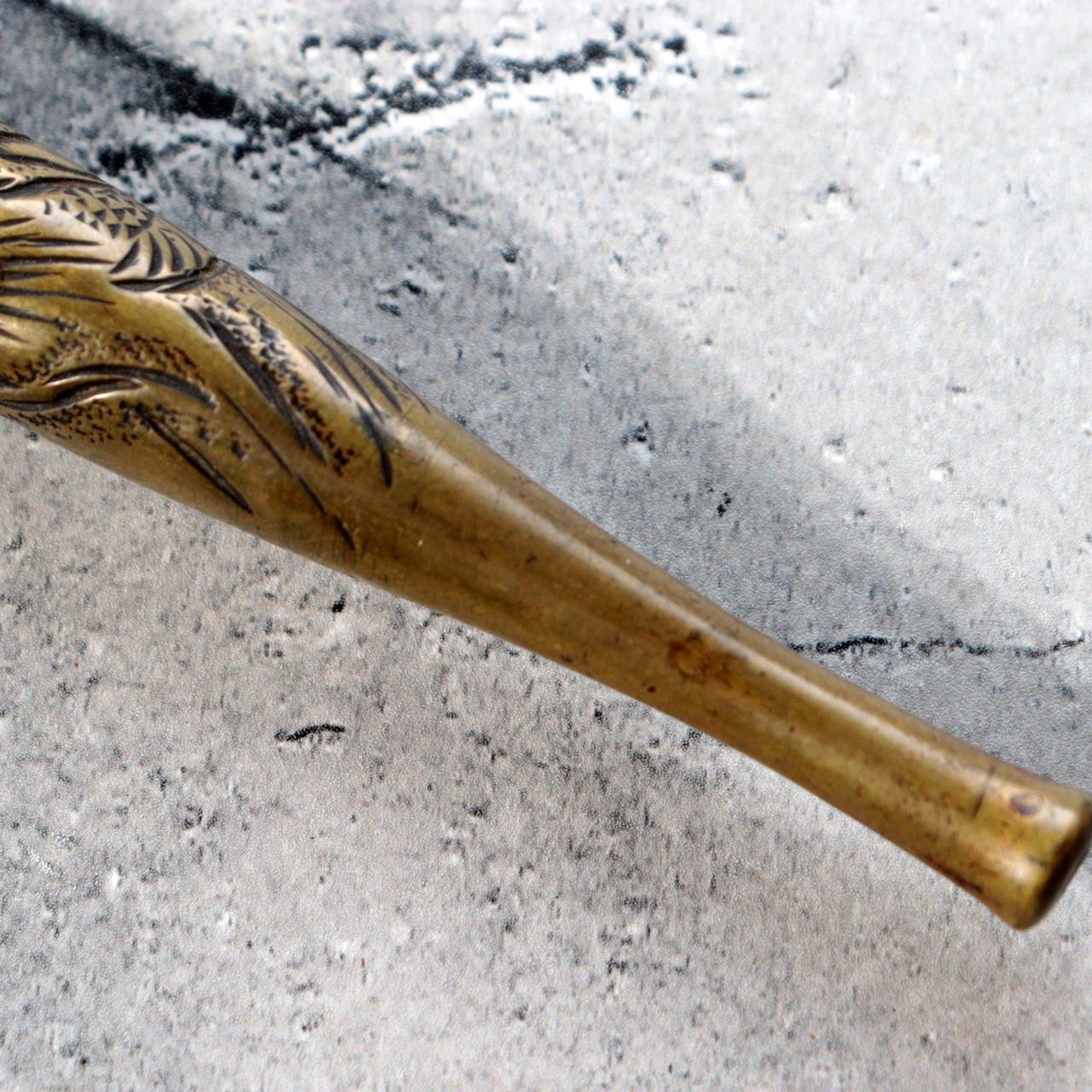 Meiji Period Japanese Kiseru Bamboo Smoking Pipe Dragon Relief WO6406