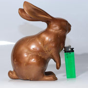 Japanese Vintage Cast Bronze Rabbit Figurine Okimono Signed Hare Statue BOSa452
