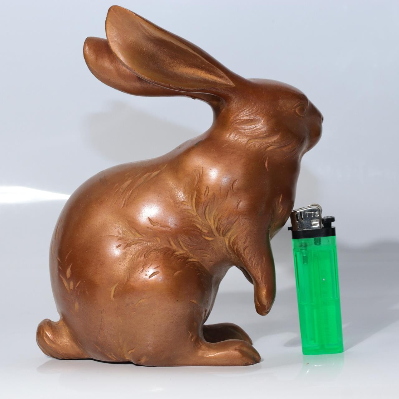 Japanese Vintage Cast Bronze Rabbit Figurine Okimono Signed Hare Statue BOSa452