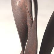 Japanese Antique Candle Stand Teshoku Iron Copper Narcissus Flower Rustic BV71713