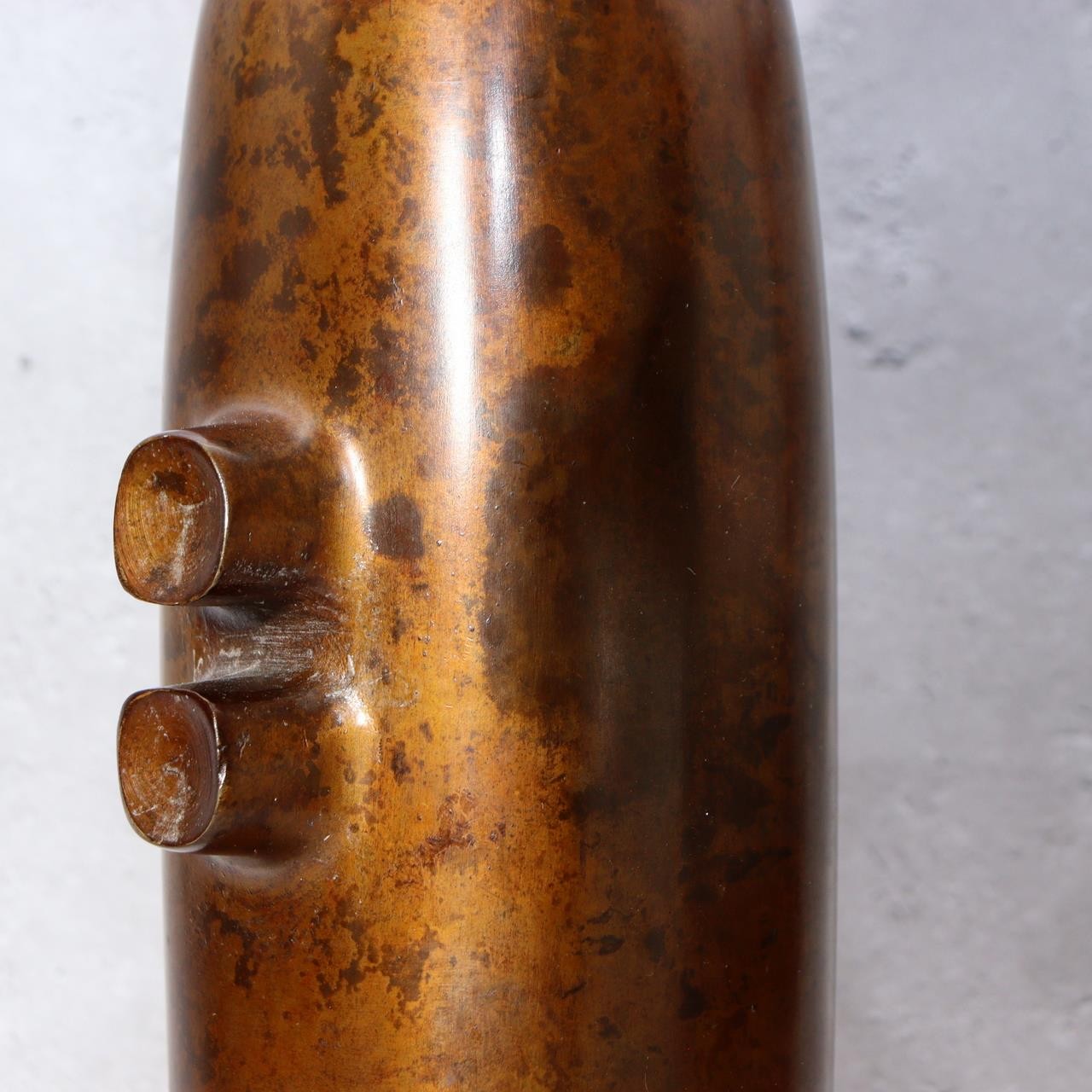 Vintage Japanese Modernist Bronze Vase  Brutalist Industrial Sculpture 1.8kg5