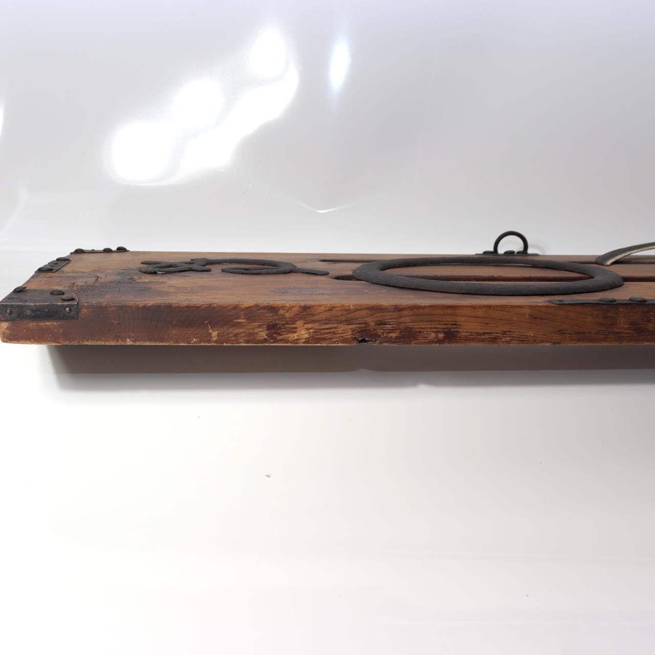 Japanese Antique Wood Kanban Shop Sign Kamawanu Sickle Ring Nu Rebus 72.5cm18