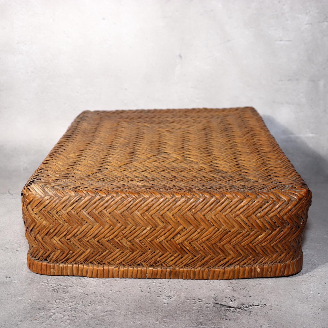Japanese Vintage Bamboo Basket Box Lidded Storage Organizer Woven Rustic BVO682