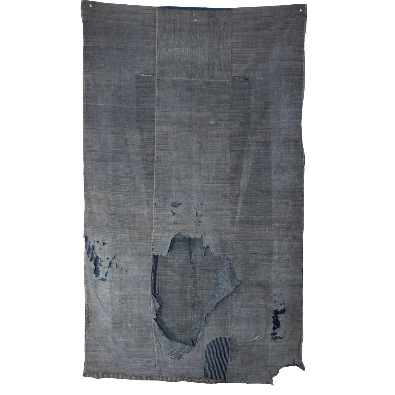 Antique Japanese Boro Indigo Fabric Patchwork Ranru Cotton Textile Rug BRKW1611