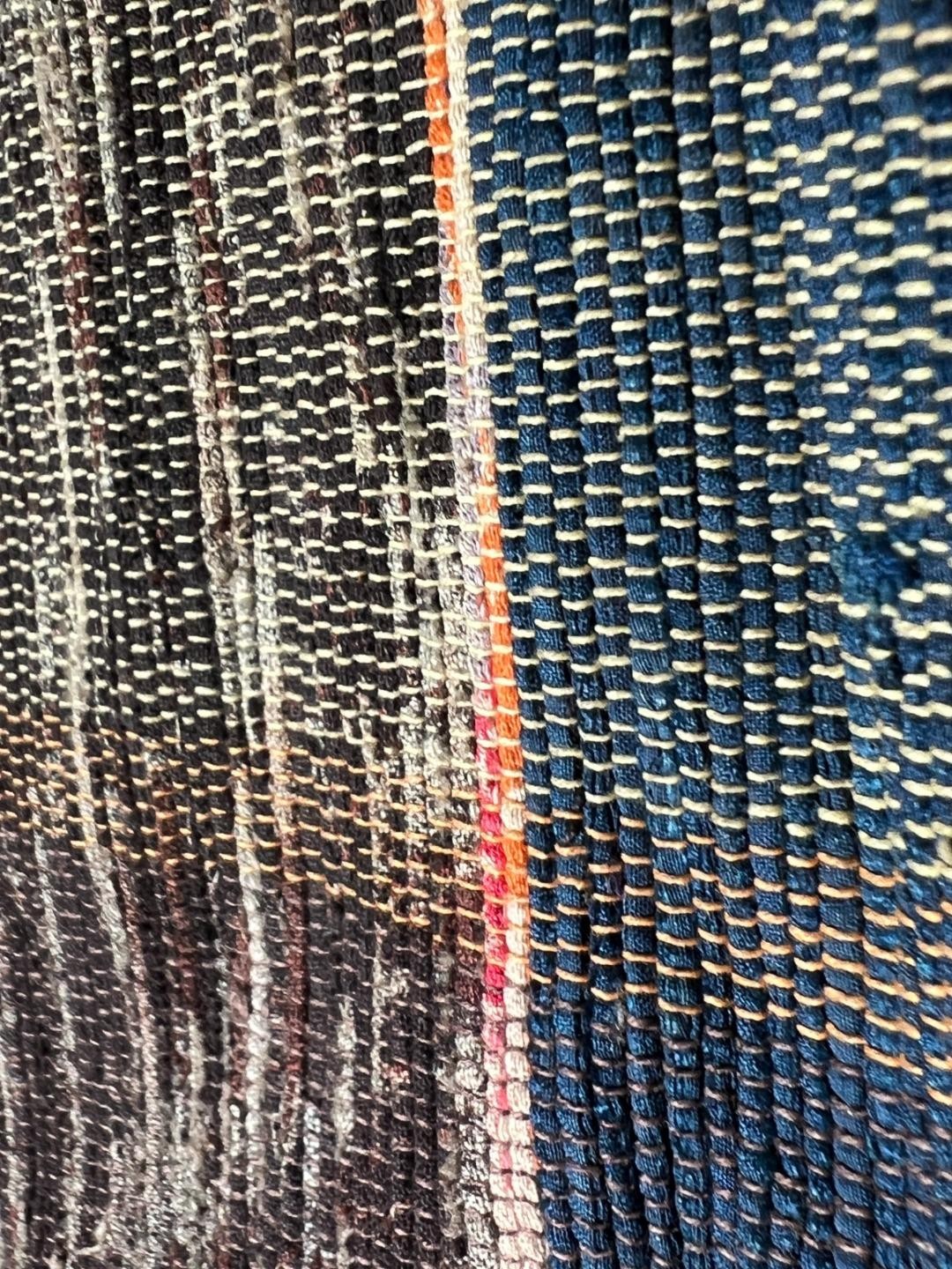 Vintage Japanese Sakiori Rag Weaving Kofu Textile Striped Rug BRKW19111