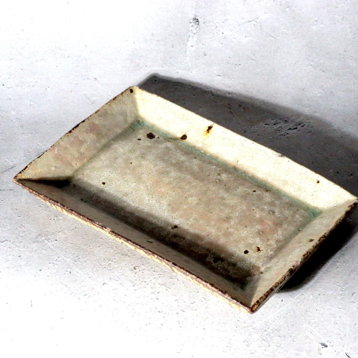 Contemporary Japanese Pottery Rectangular Plate Atsushi Ogata Hakeme Kohiki2