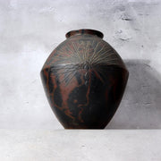 Vintage Japanese Mottled Purple Bronze Vase Signed Beisai Pine Cone Motif11
