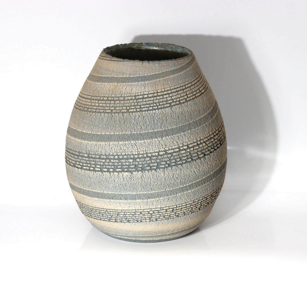 Japanese Studio Pottery Vase Sen no Tsubo Signed Sato Miki Aizu Ceramic w/Box1