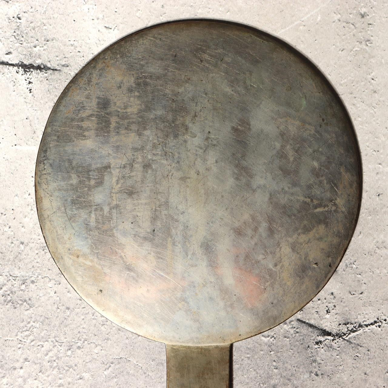 Japanese Antique Bronze Mirror Hand Mirror Bamboo Crest Signed Tenkaichi Edo Era3