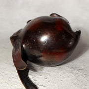 Japanese Bronze Rabbit Pair Okimono Statue Figurine Mottled Red Patina Zen17