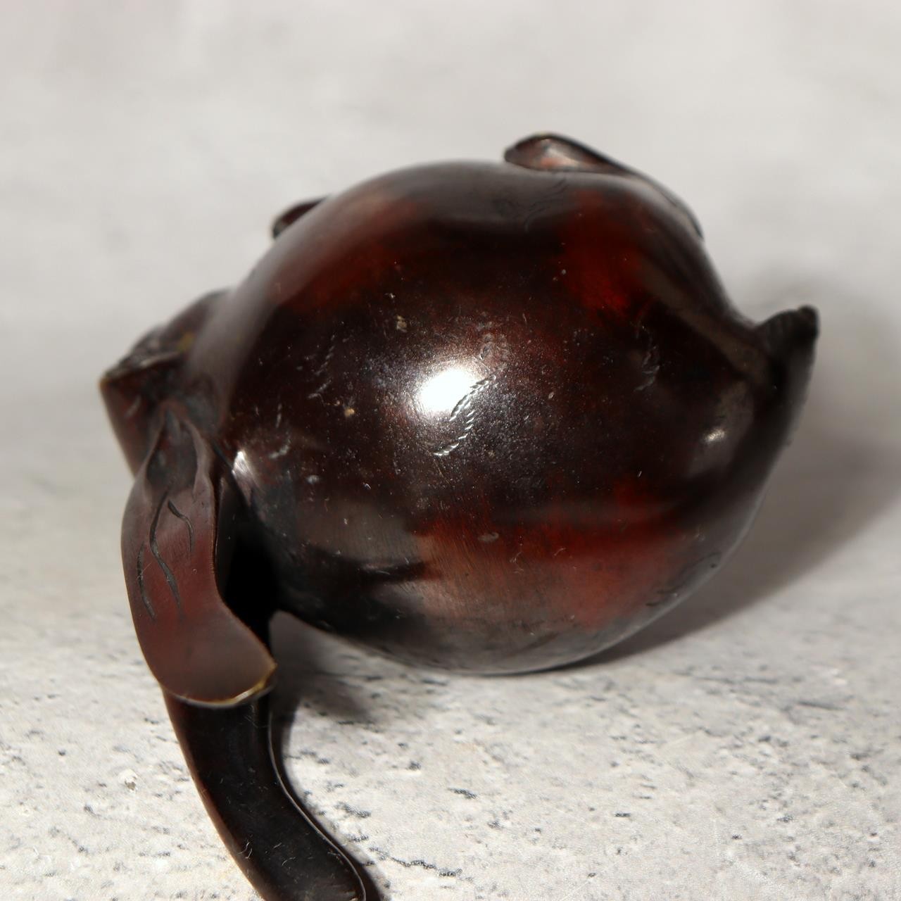 Japanese Bronze Rabbit Pair Okimono Statue Figurine Mottled Red Patina Zen17