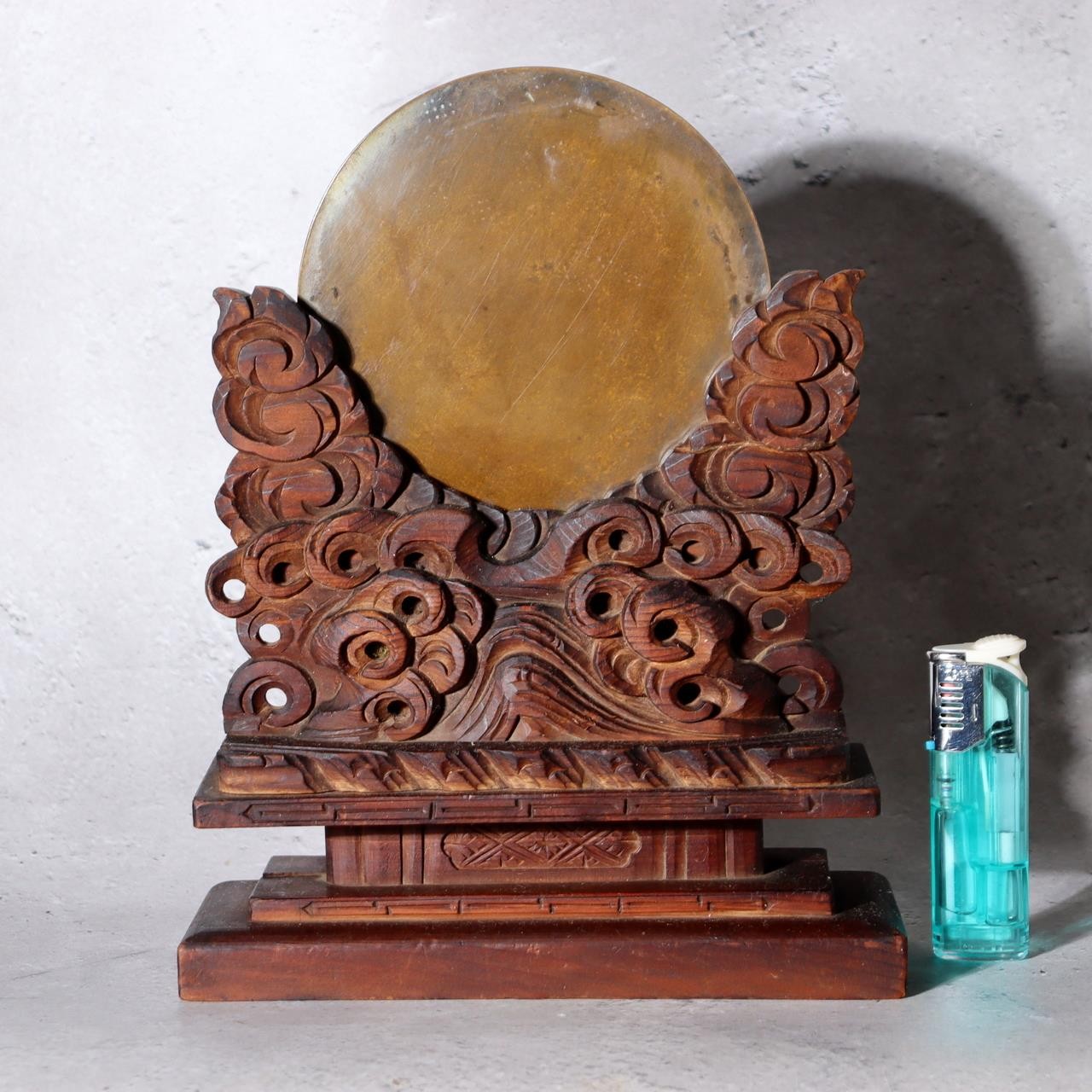 Antique Japanese Shinto Sacred Mirror Shinkyo Meiji Era Temple Altar Accessory3