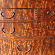 Vintage Japanese Tamo Wood Sewing Box Haribako Full Burl Grain Chest WO6069
