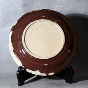 Antique Bakumatsu Seto Ware Ceramic Plate Iris Dragonfly Pattern PCP3062