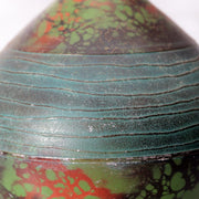 Japanese Metal Alloy Vase Mottled Green Patina Textured Band BV77010