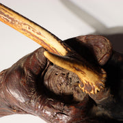 Japanese Deer Antler Sword Stand Katana Kake Stag Horn Natural Wood Burl 47cm8