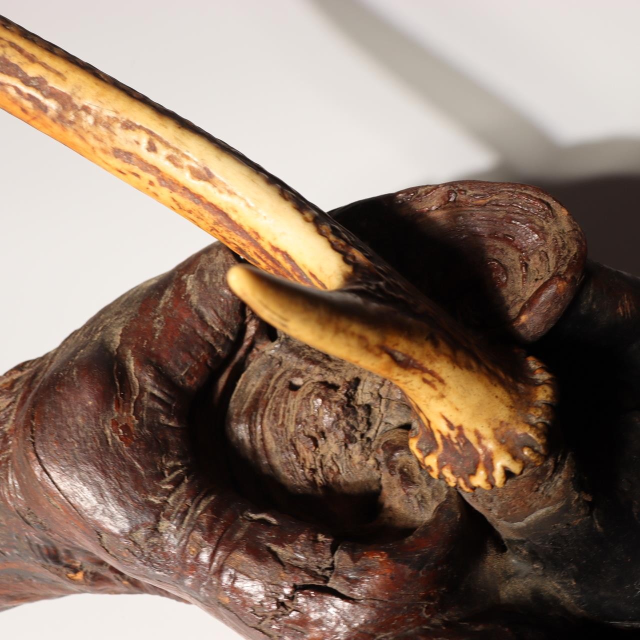 Japanese Deer Antler Sword Stand Katana Kake Stag Horn Natural Wood Burl 47cm8