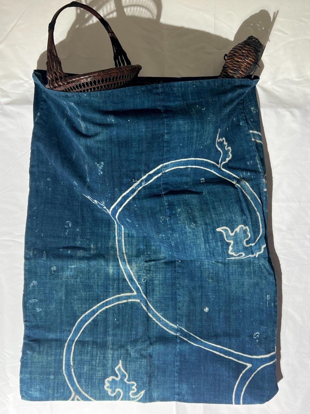 Antique Japanese Kofu Indigo Tsutsugaki Cloth Bag Old Textile BRKW190This is an2