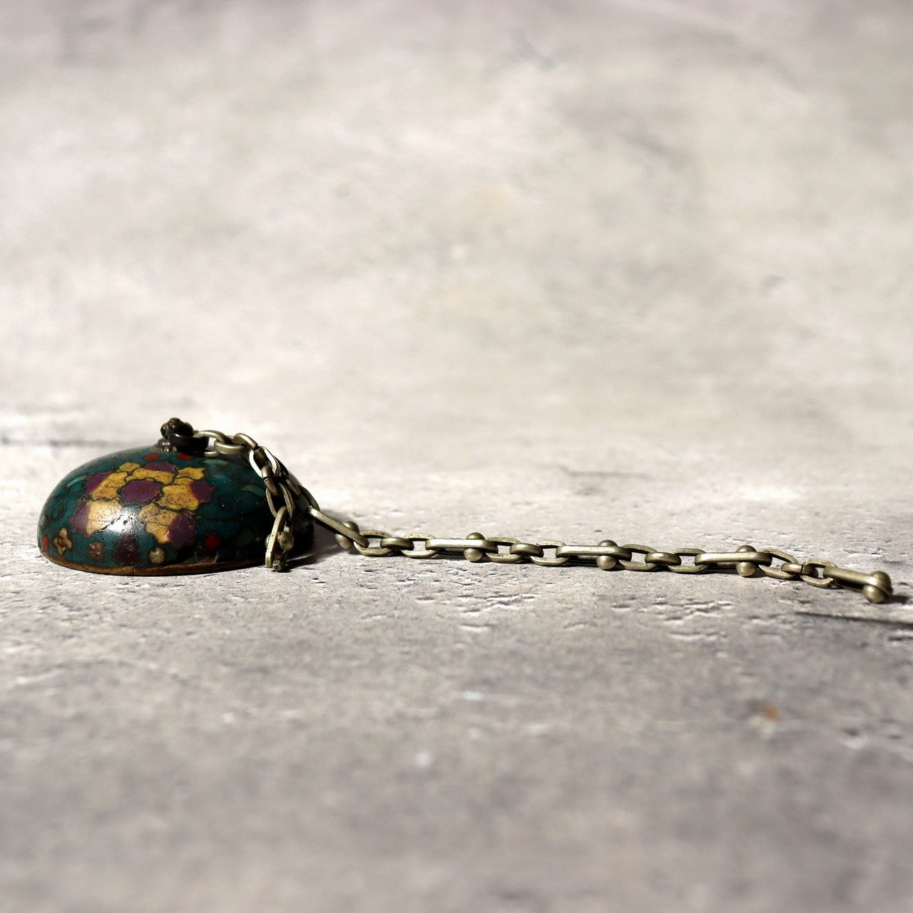 Antique Japanese Cloisonne Enamel Netsuke Sagemono Manju Floral Edo Meiji NW2715