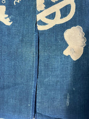 Antique Japanese Kofu Indigo Tsutsugaki Fabric Kaioke Shell Motif 145cm14