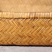 Japanese Vintage Bamboo Basket Box Lidded Storage Organizer Woven Rustic BVO6819