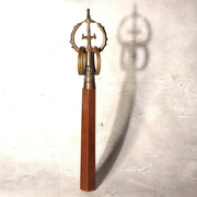 Vintage Japanese Buddhist Shakujo Handheld Monk Staff Brass Wood Ritual Tool0