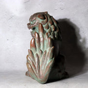 Vintage Japanese Cast Bronze Shishi Lion Statue Tama-tori Guardian Dog 4.2kg6