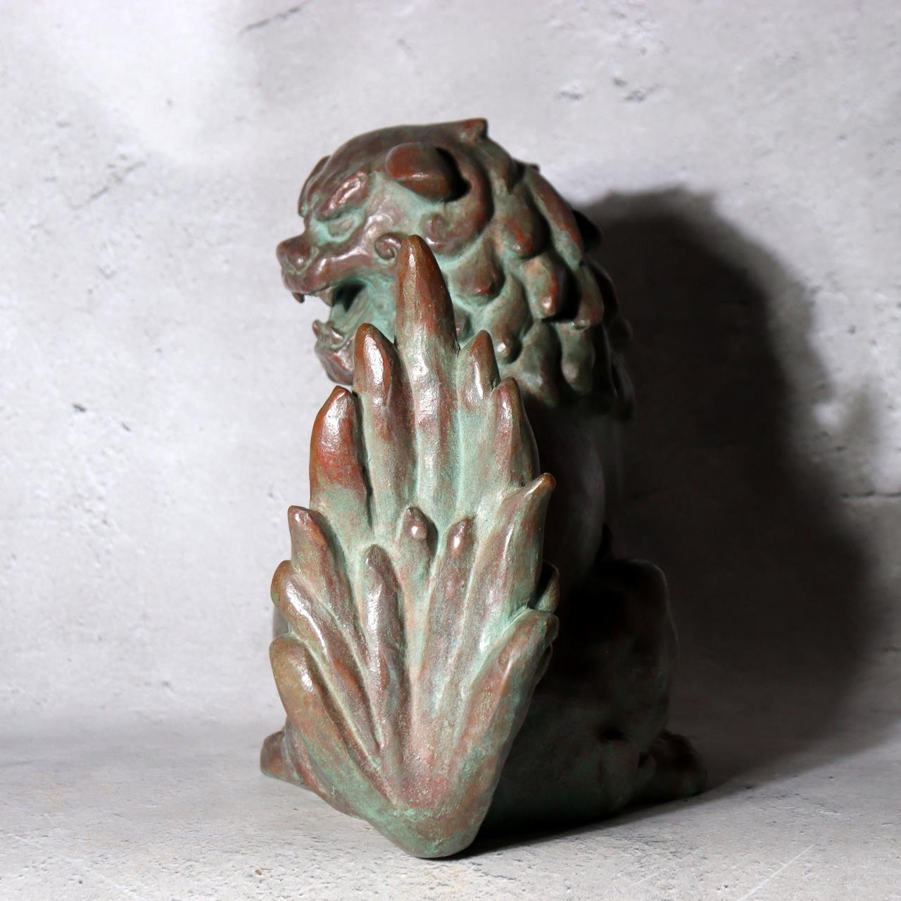 Vintage Japanese Cast Bronze Shishi Lion Statue Tama-tori Guardian Dog 4.2kg6