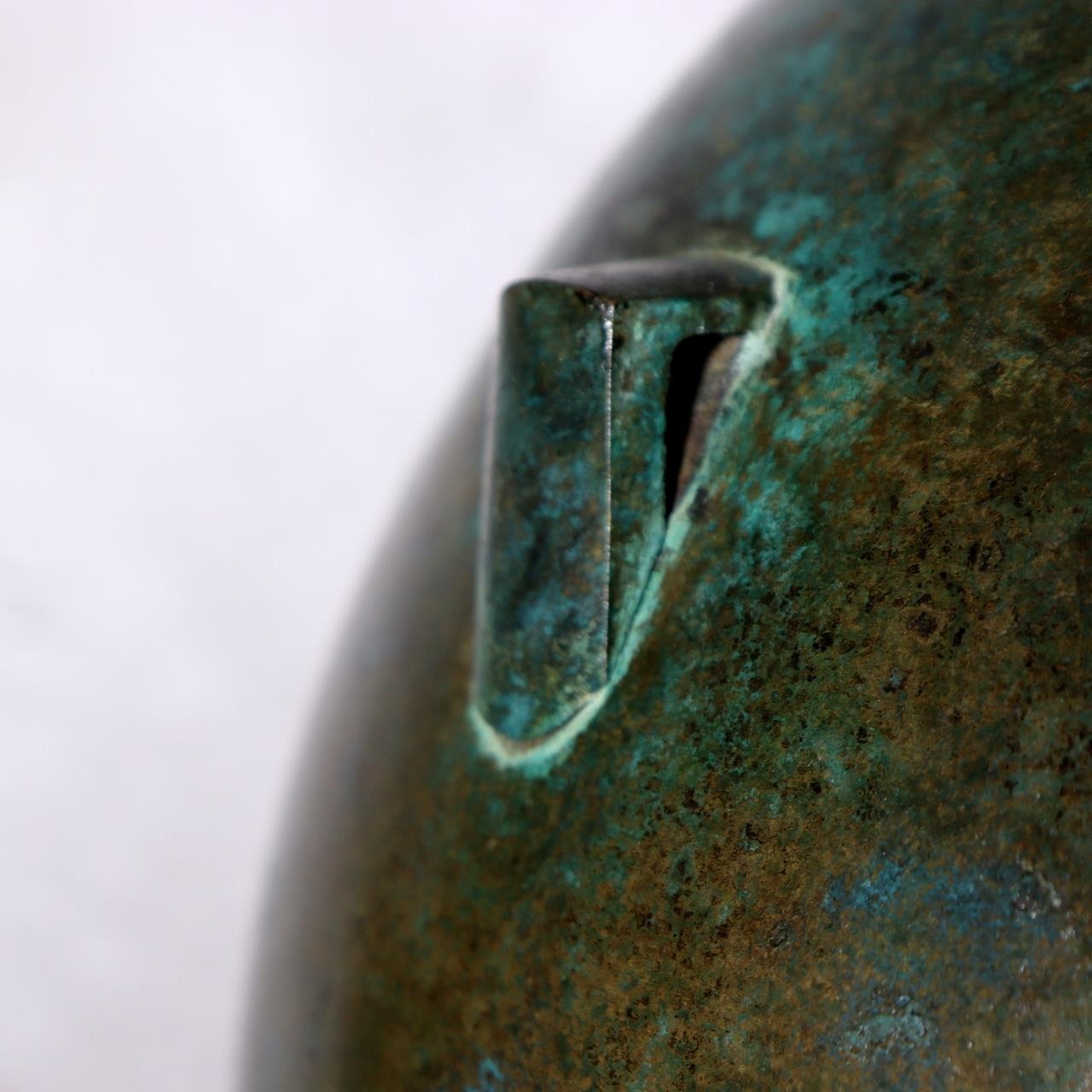 Vintage Japanese Signed Bronze Vase Silver Inlay Showa Modern Abstract Design14