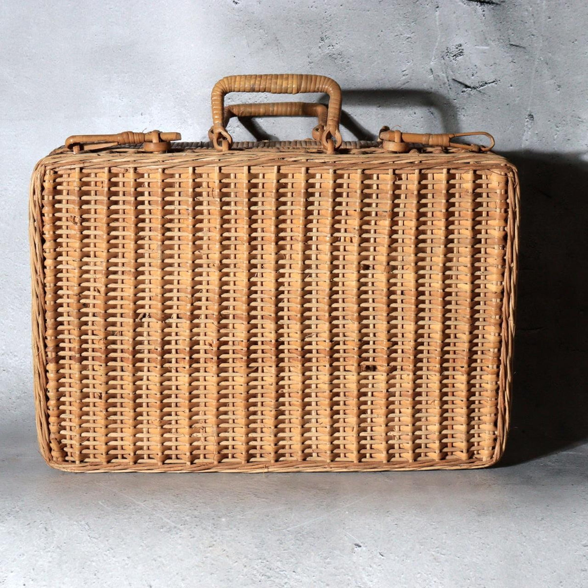 Vintage Japanese Bamboo Woven Basket Trunk Suitcase Bag4