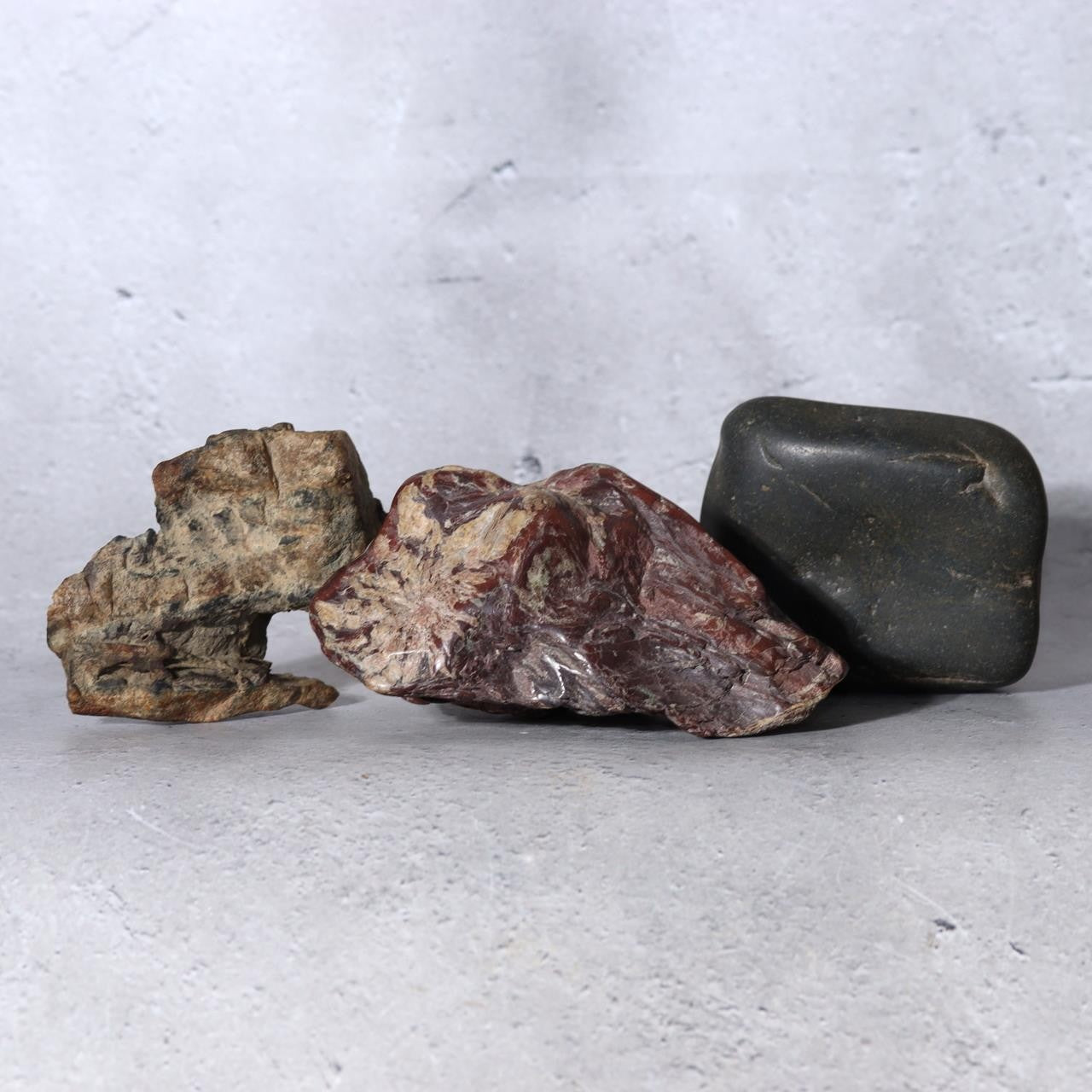 Japanese Red Kikkaseki Chrysanthemum Stone & Landscape Stones - Set of 3 SS2310