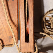 Antique Japanese Wooden Pulley Block Tackle Rope Iron Hook Rustic WO5387