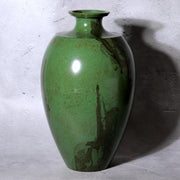 Takaoka Copperware Green Bronze Vase Japanese Flower Holder Ornament BV7733