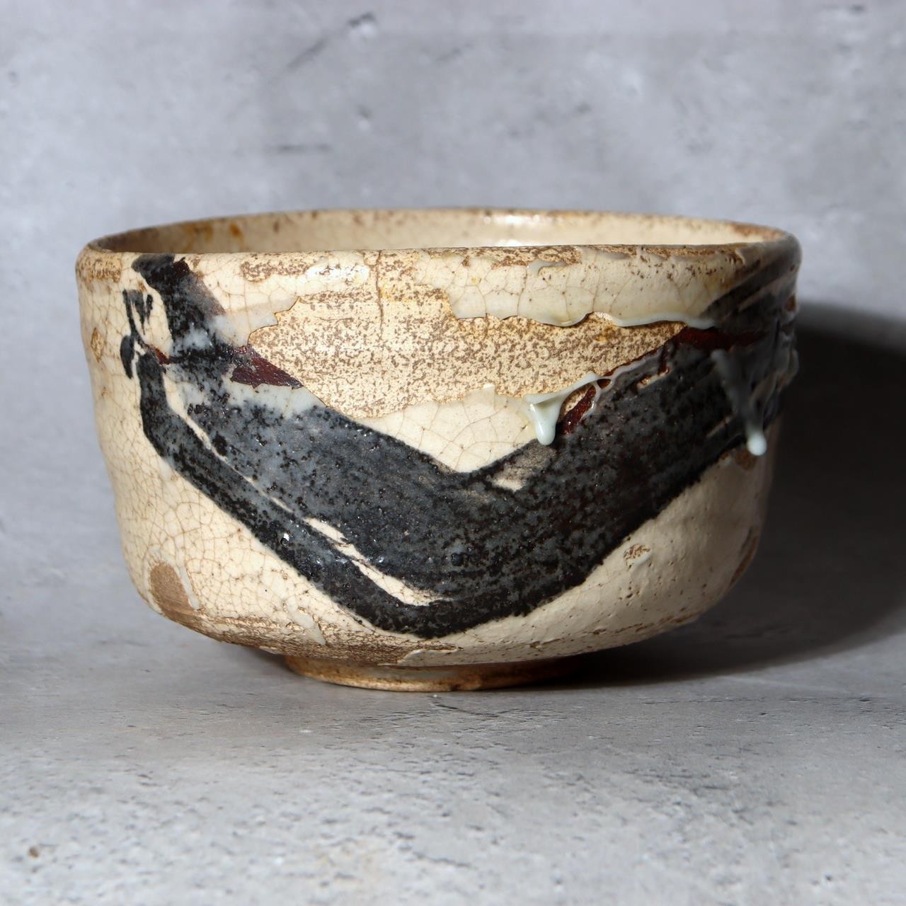 Japanese Studio Tea Bowl Sugimoto Deigyu Momoyama Kenzan Inspired Ceramic Chawan1