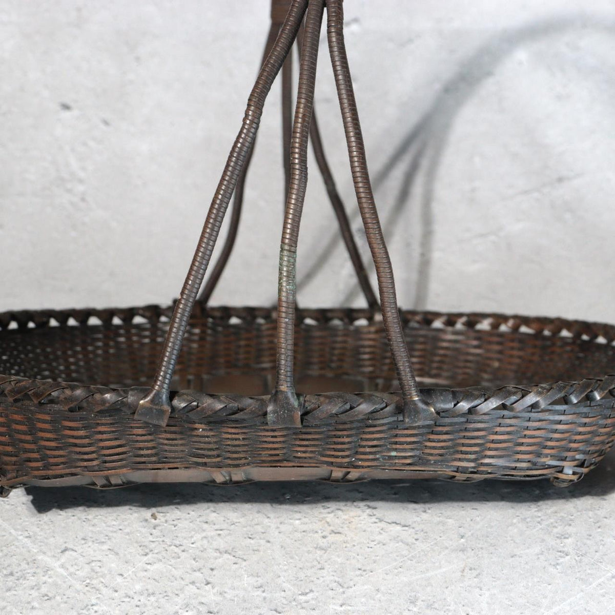Vintage Japanese Copper Woven Bamboo Style Basket Sweets Container10