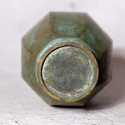 Vintage Japanese Bronze Bud Vase Faceted Hexagon Small Rare Mini Size Zen BV7207