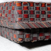 Vintage Japanese Bamboo Woven Rectangular Box Two-Tone Basketry11