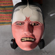 Japanese Small Hand-Carved Wooden Noh Mask Hashihime with Bag MSK5450